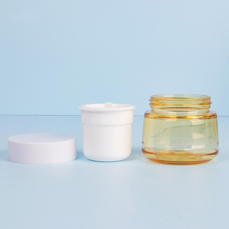 Acrylic 30ml 50ml 100ml Luxury Amber Plastic Fashionable Double-Layer Thick Wall Cosmetic Cream Jar Packaging with Lid