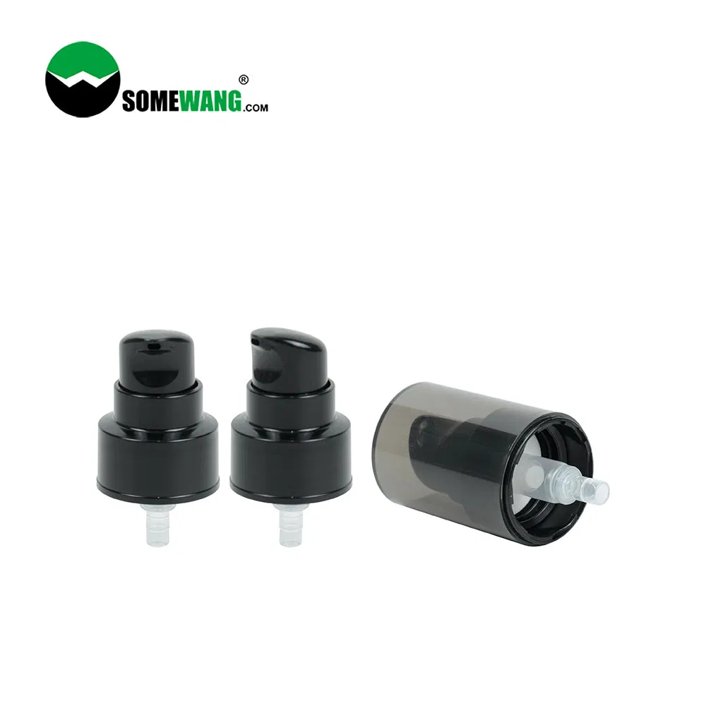 Somewang 24/410 Plastic PP Airless Cream Treatment Pump Full Cap Body Face Essential Oil Glass Cosmetic Bottle Packaging OEM