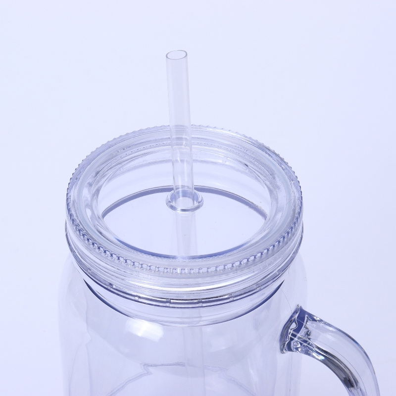 Acrylic Double Wall Snow Globe 20oz Plastic Mason Jar with Handle and Plastic Lid for Vinyl and DIY Snowglobe Glitter