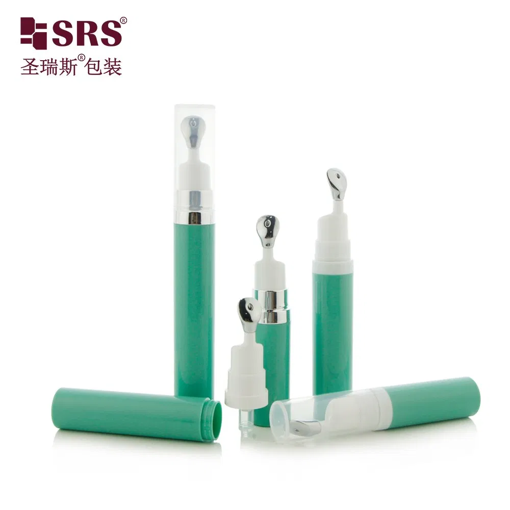 Single Wall 7.5ml 10ml 15ml Green Vacuum Press Zinc Alloy Head Eye Care Container