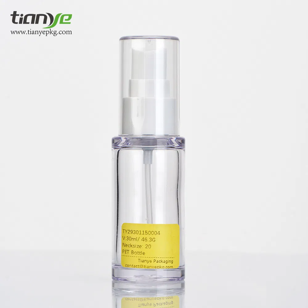 30ml Pet Clear Exquisite Cylinder Exquisite Perfume Serum Cosmetic Packaging Sprayer Bottle