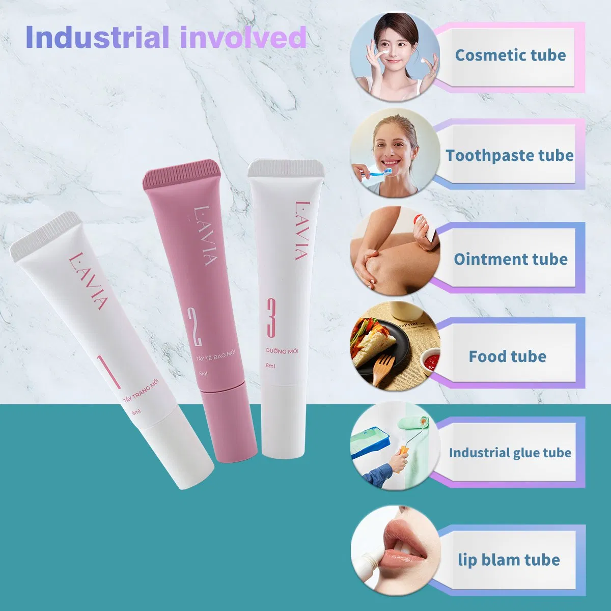 8ml 8g Lip Balm Eco Friendly Plastic Packaging Empty Cosmetic Squeeze Tube Custom Lip Gloss Tubes