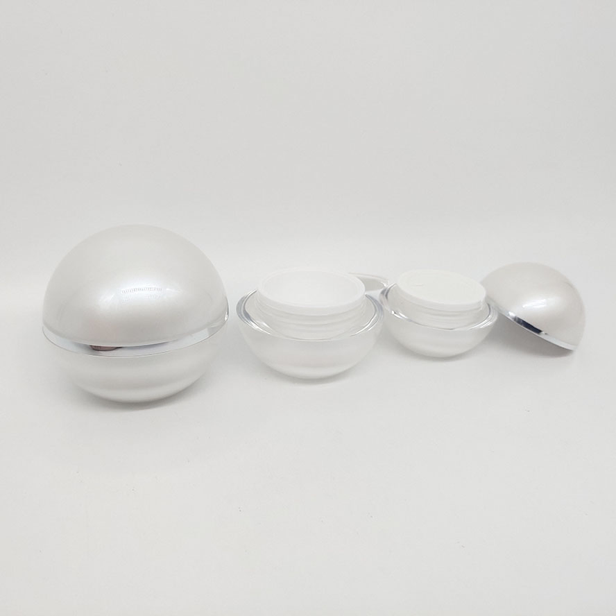 Luxury Ball Shape Double Wall 15g 30g 50g Plastic Container Skincare Bottles Face Cream Eyes Cream Jar Acrylic Jar with Screw Cap