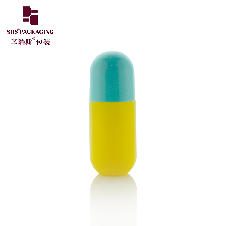 Yellow Empty 50ml Recycled PCR Massage Deodorant Roller Bottle With Blue Round Lid