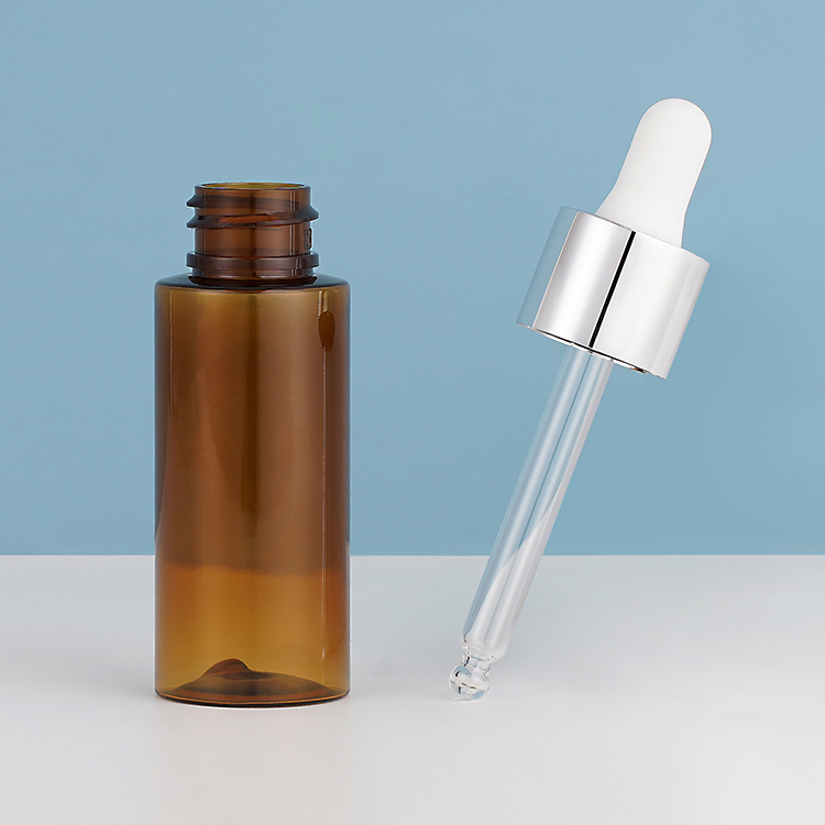 30ml Cosmetic Plastic Packaging Amber Face Hair Glass Serum Pump Skincare Container Pet Packaging Essential Oil Dropper Bottle