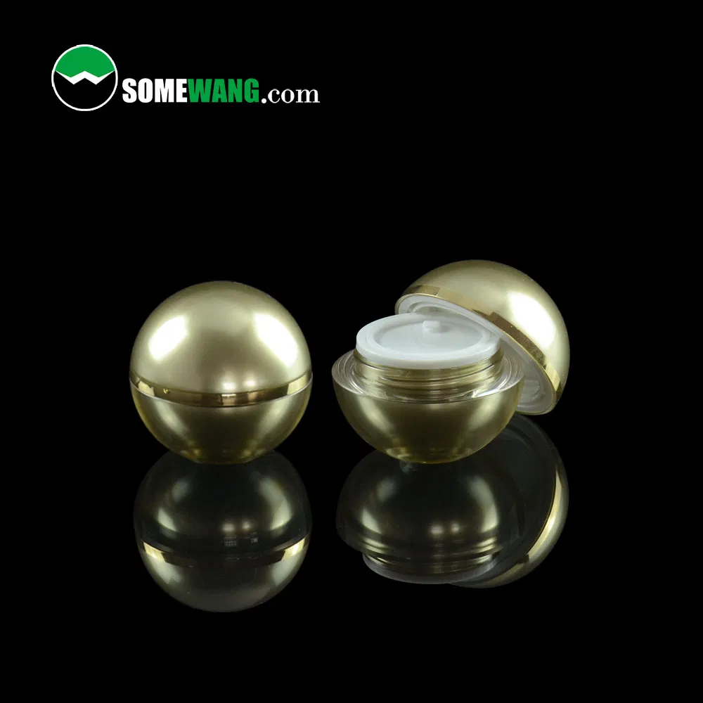High-End Luxury Double Wall Round Ball Shape Gold Acrylic Container Cosmetic Jar