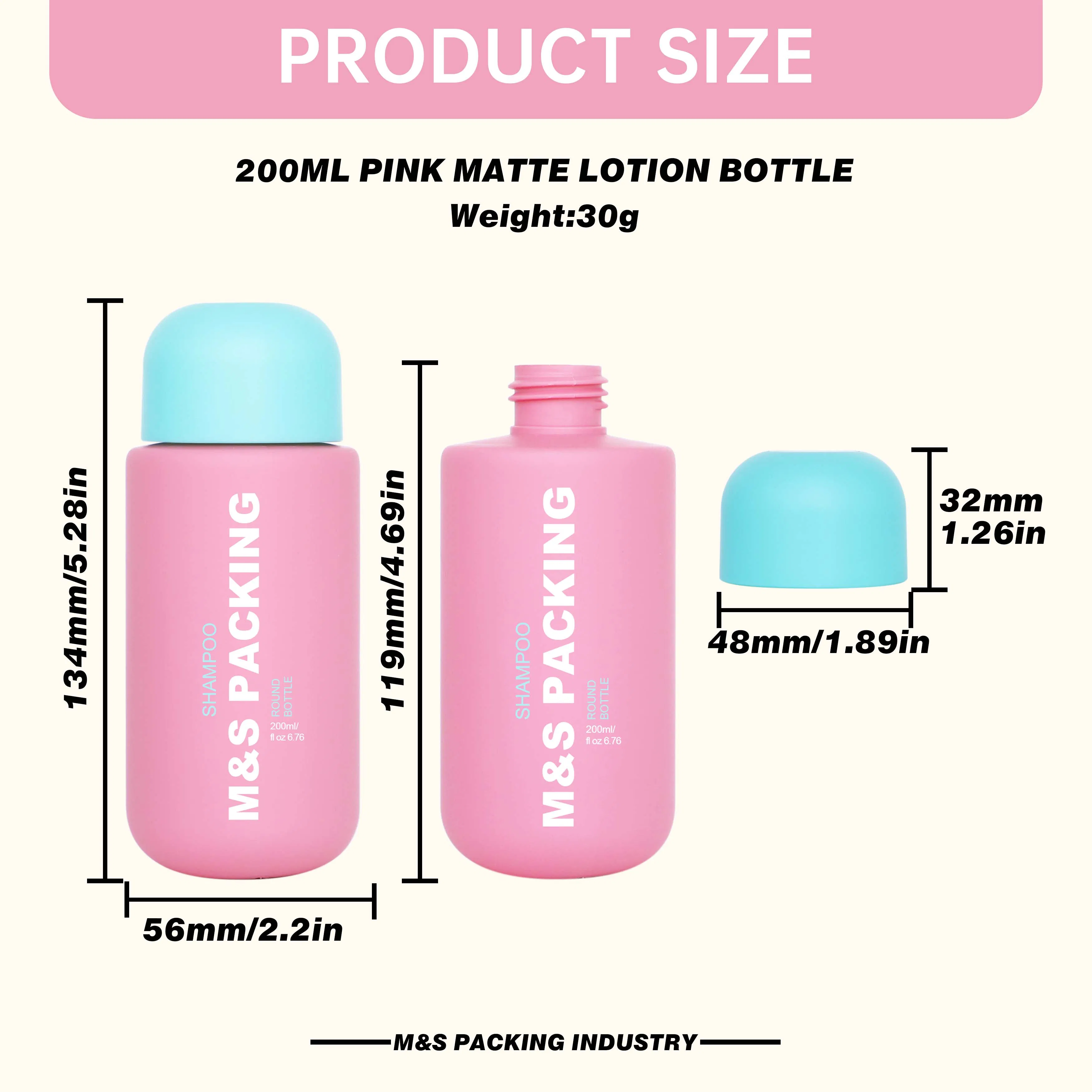 200ml Pink HDPE Soft Touch Cylinder Lotion Bottle with Disc Top Cap for Shampoo, Toner &amp; Hair Care