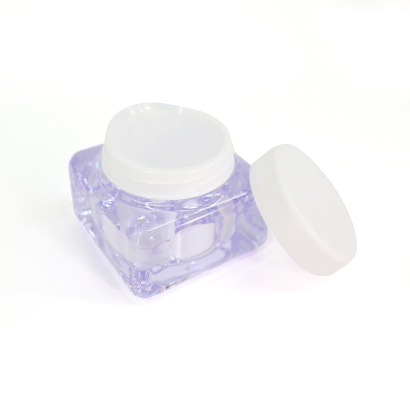 Custom Luxury Empty Square Double Wall Cream Powder Acrylic Container 2oz Facial Cream 50ml Acrylic Skin Care Cosmetic Jar 10g 15g 30g 50g