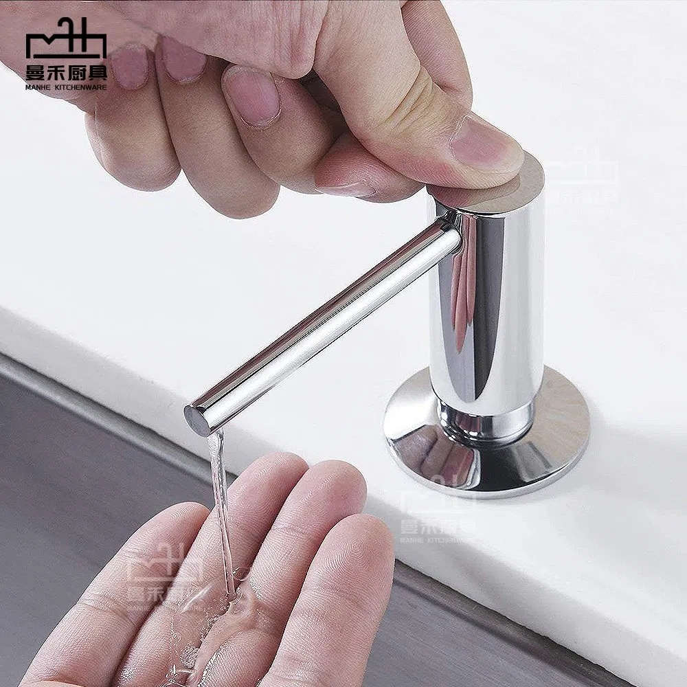 Manual Liquid Soap Dispenser Pump Set Plastic Hand Foam Soap Dispenser with Stainless Steel Chrome Finish for Kitchen Sink