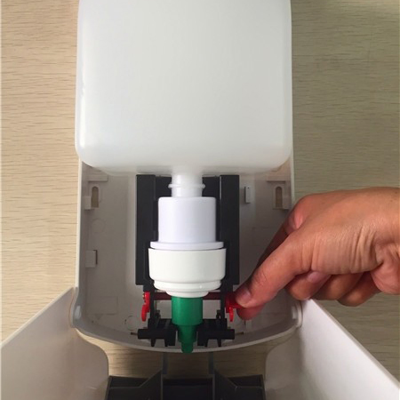 Custom Color Logo Commercial Industrial Bathroom Toilet Plastic Antibacterial Manual Refillable Gel Foam Liquid Soap Dispenser and Tray