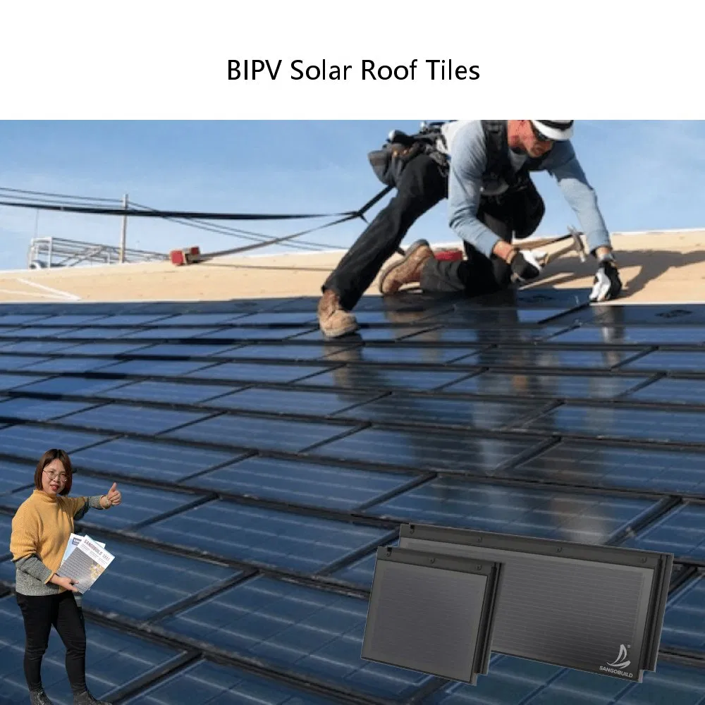 500W Generación de Energía Sostenible Tejas Solares Integradas en el Edificio Sistema de Tejas Fotovoltaicas en Europa Tejado de Casa