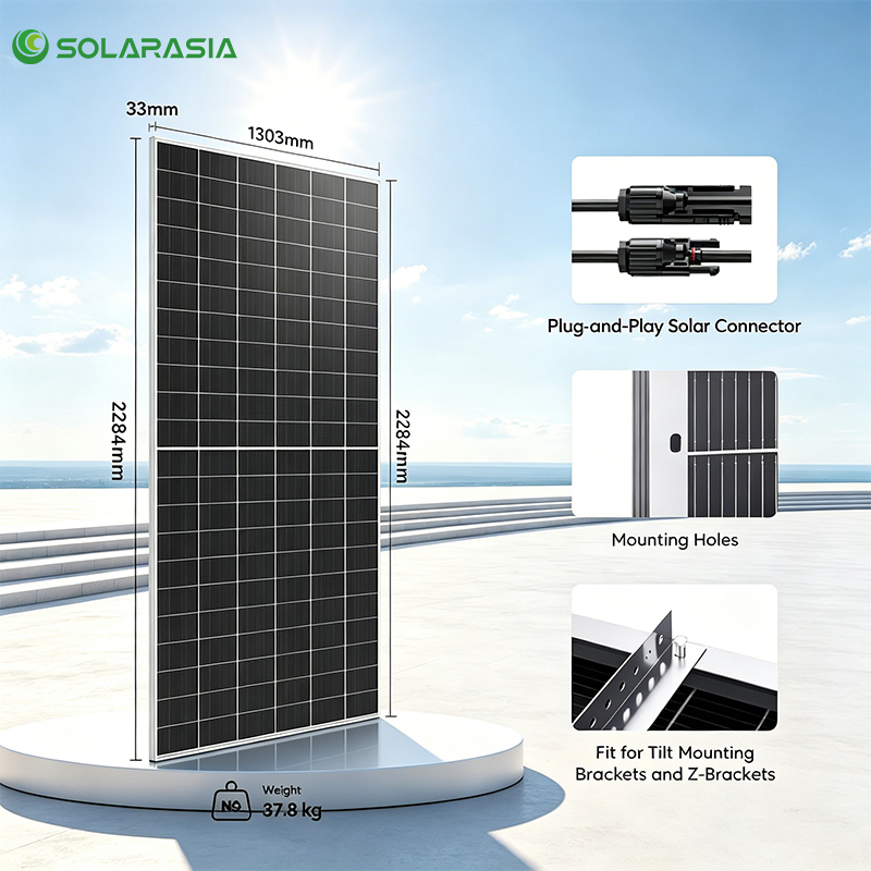 Huasun 720W 730W 740W 750W 760W Hjt Módulo Solar Bifacial de Silicio Monocristalino Tipo N Panel Solar de Doble Cristal para Sistemas Fotovoltaicos de Escala Industrial