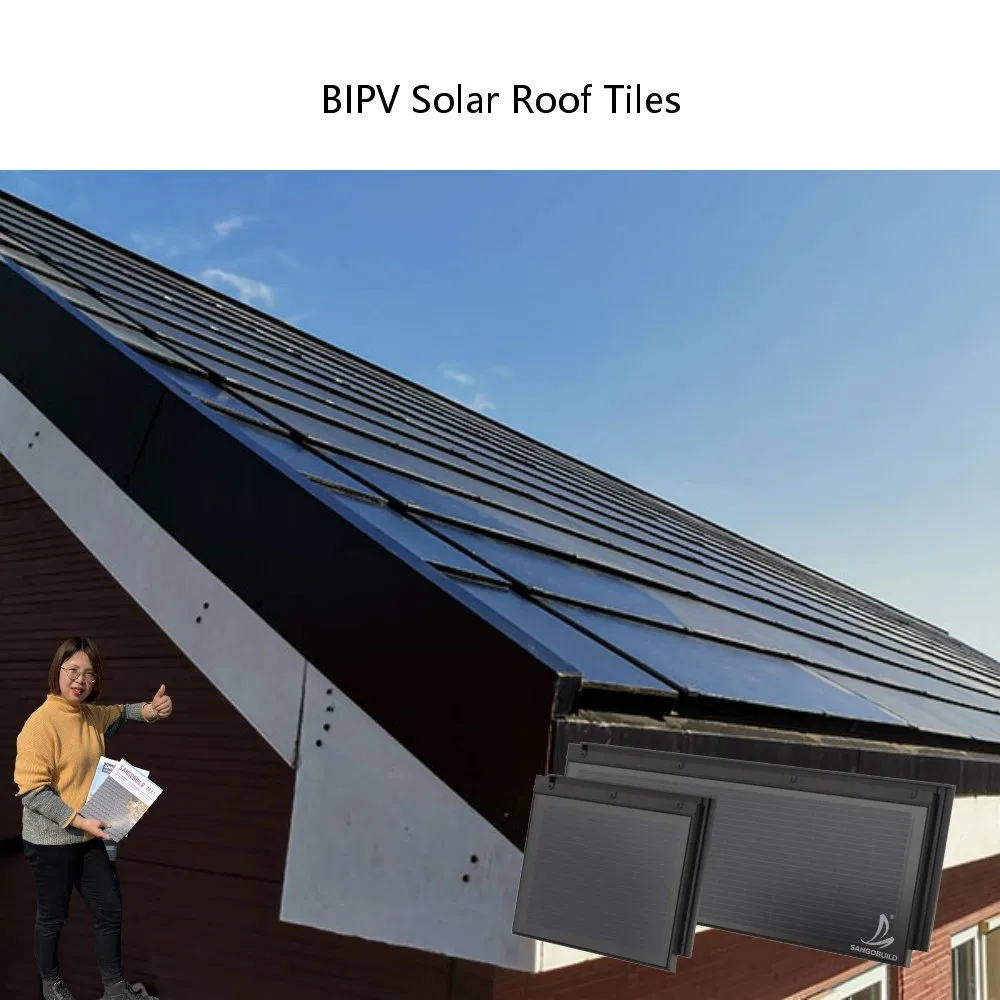 Tejas de techo BIPV fuera de la red integradas con energía solar, sistema de tejas fotovoltaicas en el tejado de casas en Europa