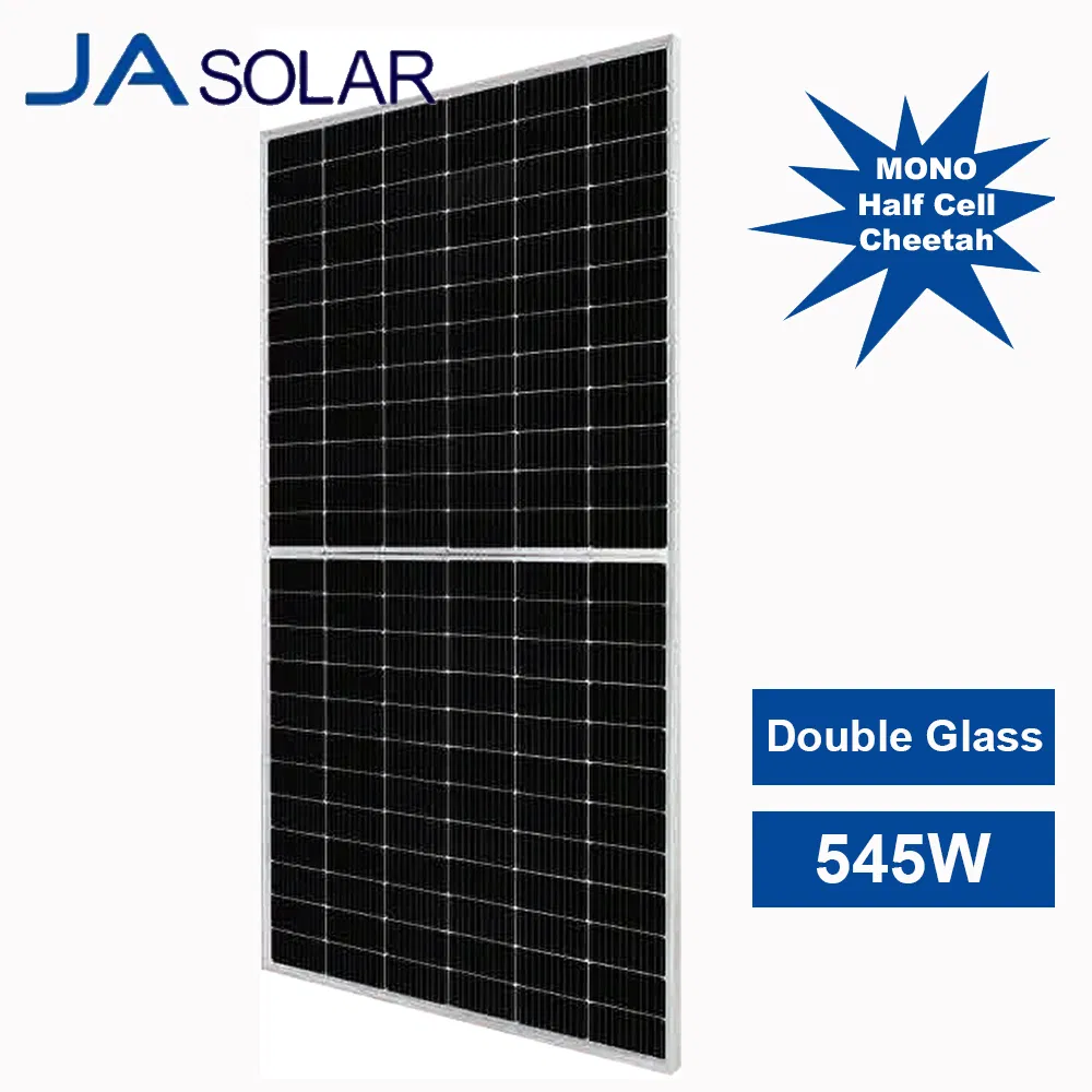 Ja Módulo PV de Célula Solar Bifacial de Alta Potencia 545W 550W Mono 550W para Sistema de Almacenamiento de Energía Solar