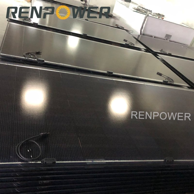 Panel Solar Bifacial Hjt Negro Completo 600watts para Exterior, Granja, Camping, Hogar, Barco, Marino, fuera de la Red