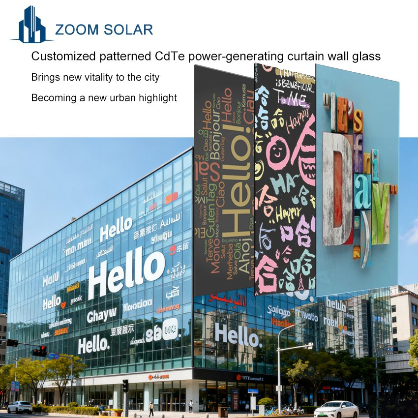 Patrones de textura personalizables Sistema fotovoltaico integrado en edificios Telururo de cadmio CdTe