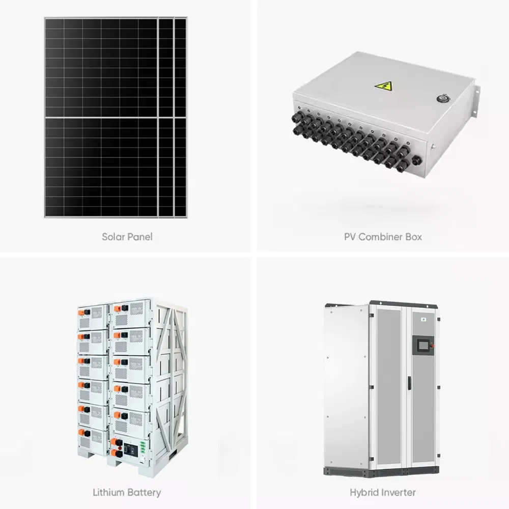 100kw 250kw 300kw 500kw Sistema de Energía Solar Conectado a la Red y Fuera de la Red LiFePO4 Contenedor de Almacenamiento de Energía Industrial Comercial con Batería de Litio