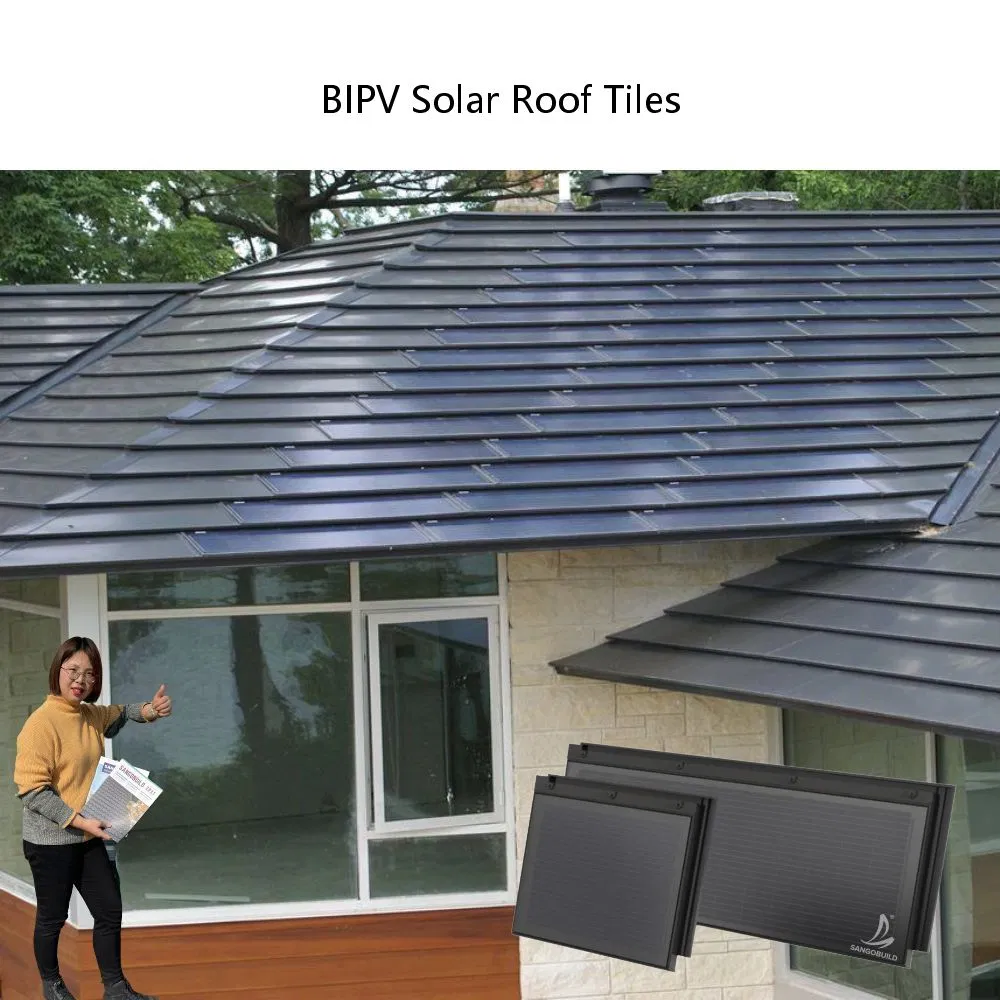 Tejas de techo BIPV fuera de la red integradas con energía solar, sistema de tejas fotovoltaicas en el tejado de casas en Europa
