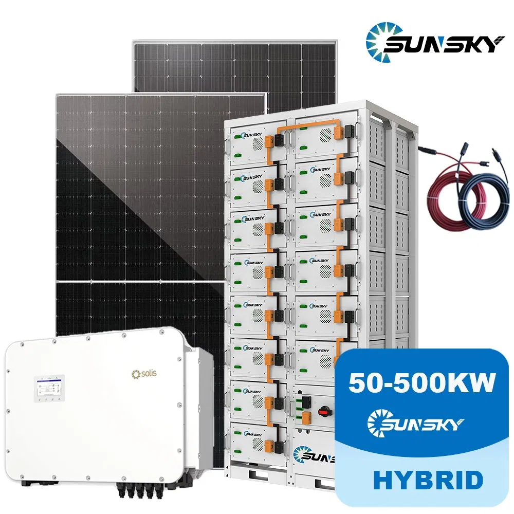 Solución completa fuera de la red con paneles solares, batería de litio y módulo de inversor de energía híbrido