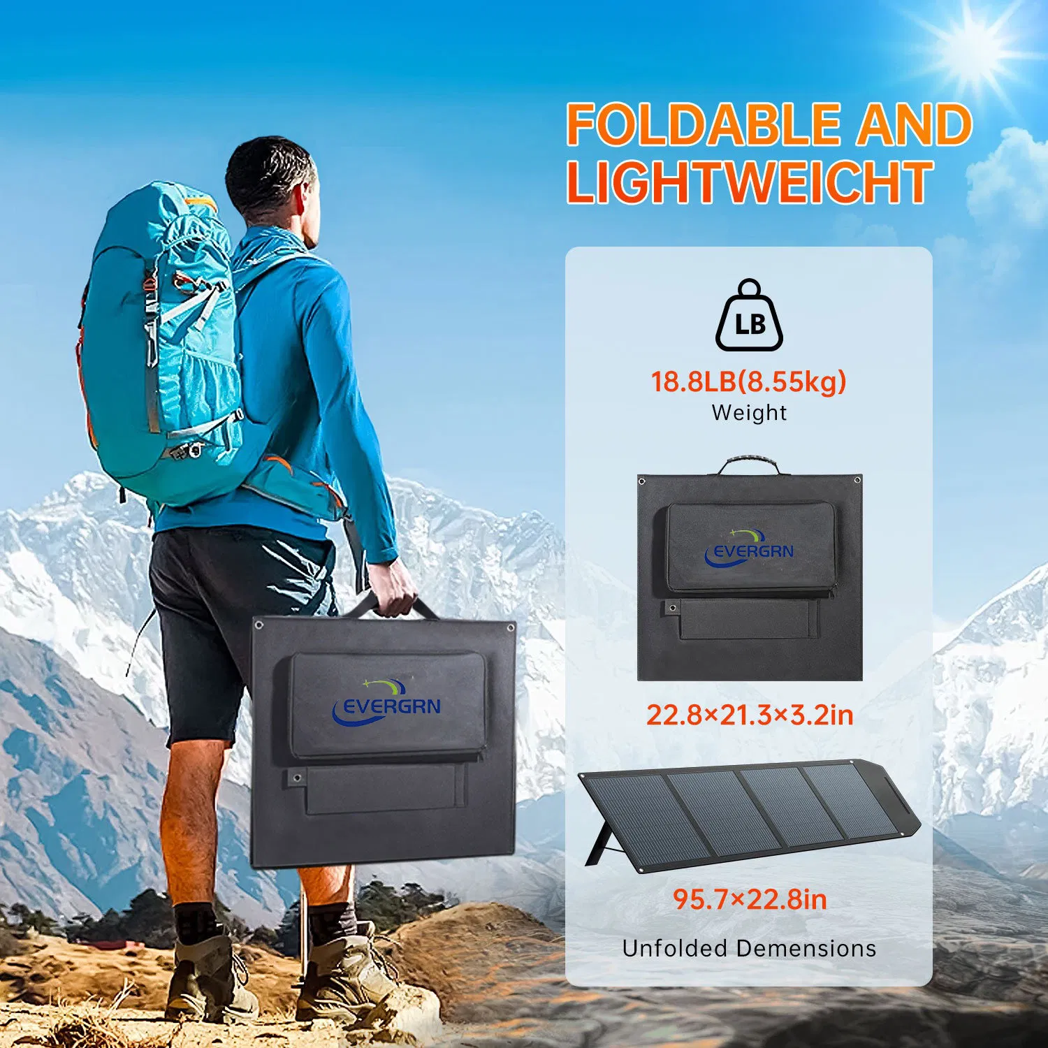 Kit de Paneles Solares Portátiles Eco-Worthy 200W para Cargar Batería de Estación de Energía Portátil para Camping y Aventuras al Aire Libre
