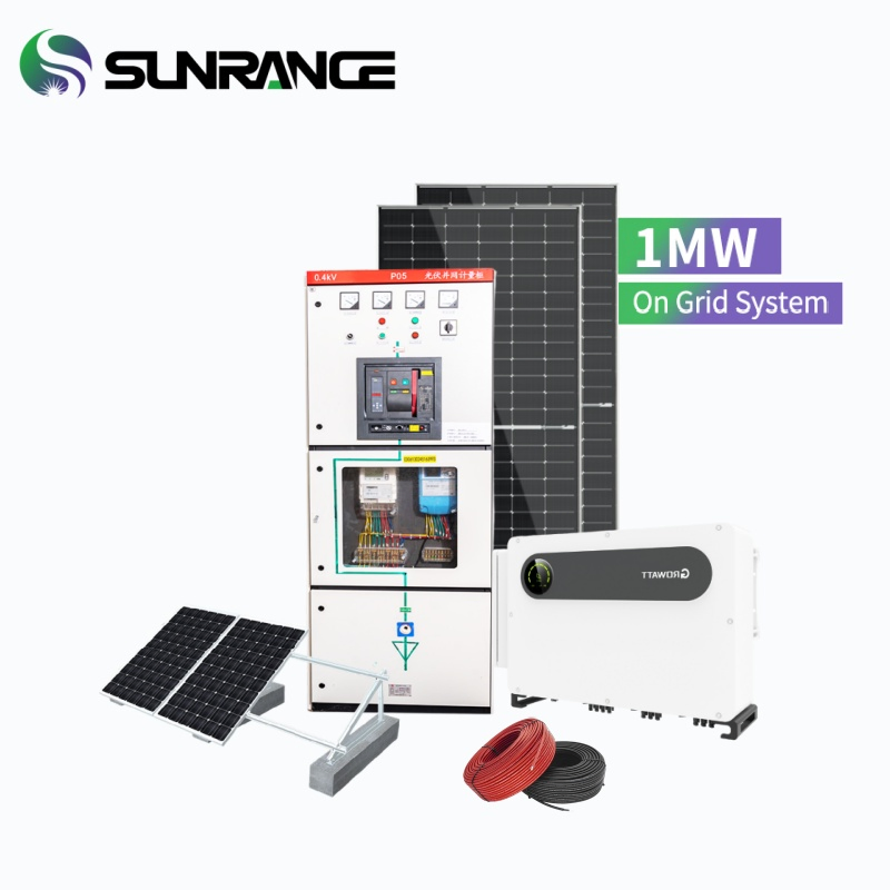 Sistema Solar Conectado a la Red Sunrange 100kw 200kw 500kw 1MW Sistema de Energía Solar con Panel Solar 300kw