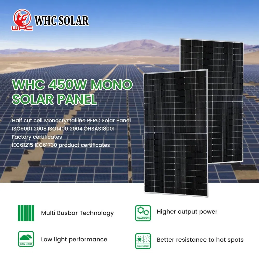 Fábrica Whc 182mm Módulos Solares PV de Media Celda 410W 550W 700W 144cells Precio de Panel Solar Fotovoltaico Perc Hjt Mono para Sistema de Energía Solar Comercial y Residencial