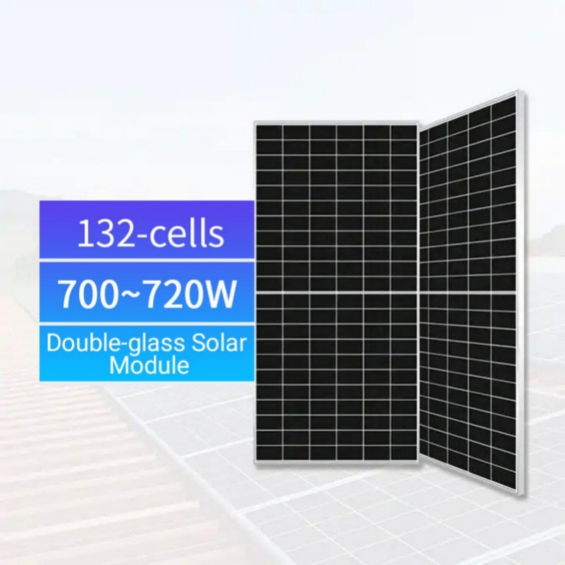 Panel Solar Huasun Hjt Bifacial 700W 705W 710W 715W 720W Módulo PV de Doble Cristal de Alta Eficiencia