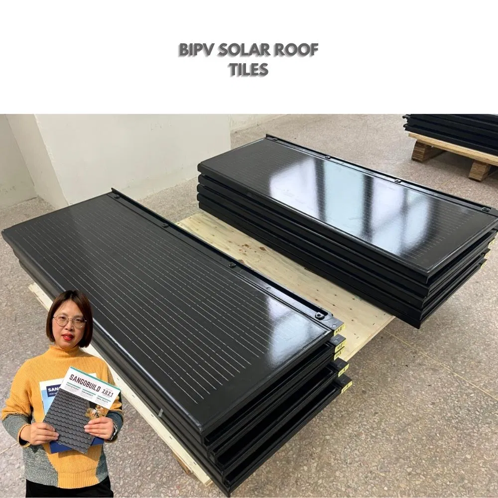 Tejas de techo BIPV fuera de la red integradas con energía solar, sistema de tejas fotovoltaicas en el tejado de casas en Europa