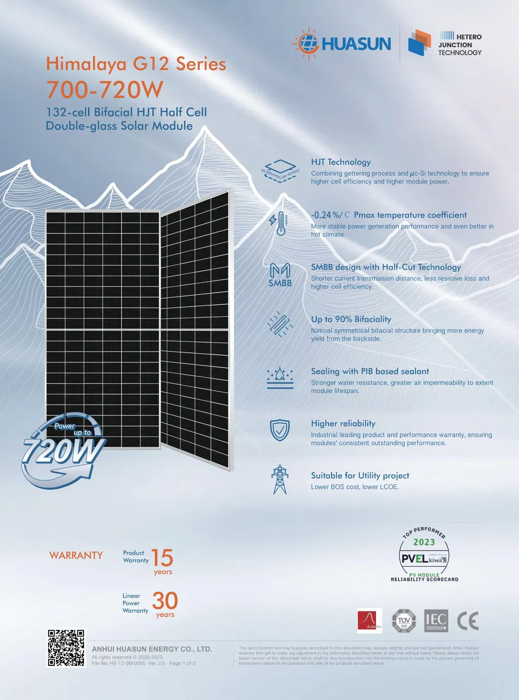 Módulo solar de alta potencia HJT