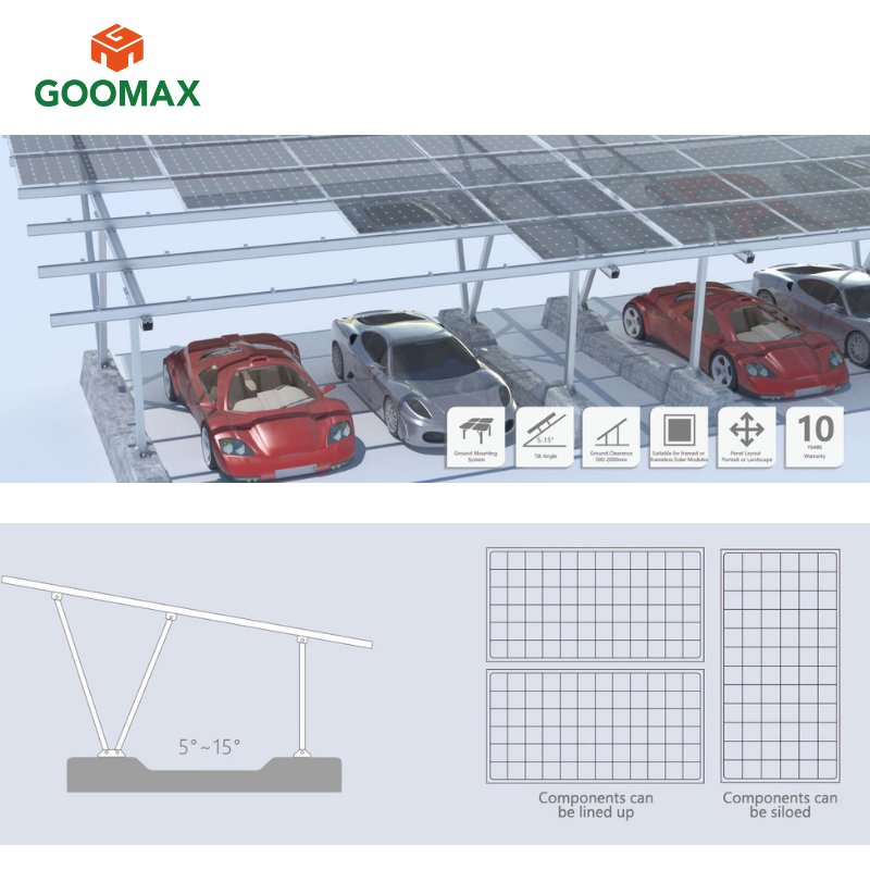Kit de Carport Solar Goomax Innovador Kit de Paneles Solares Soluciones Modernas de Estacionamiento