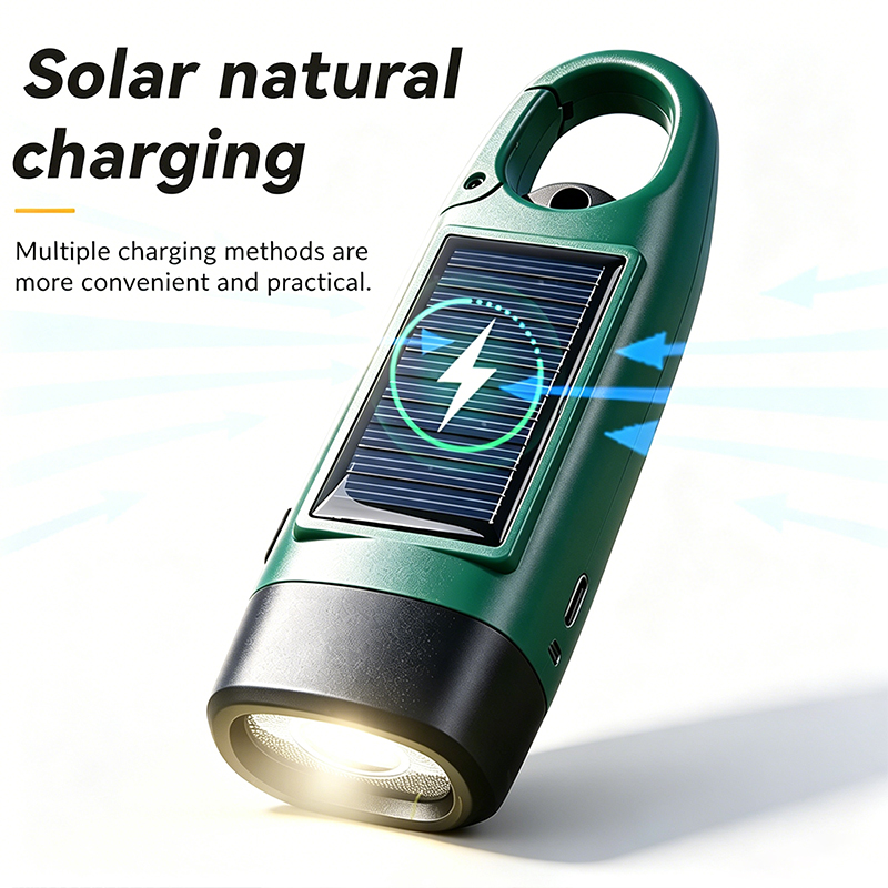 Solar LED Flashlight Hand Crank Power Generation Lighting Portable Multifunction Campinglight Outdoor Emergency