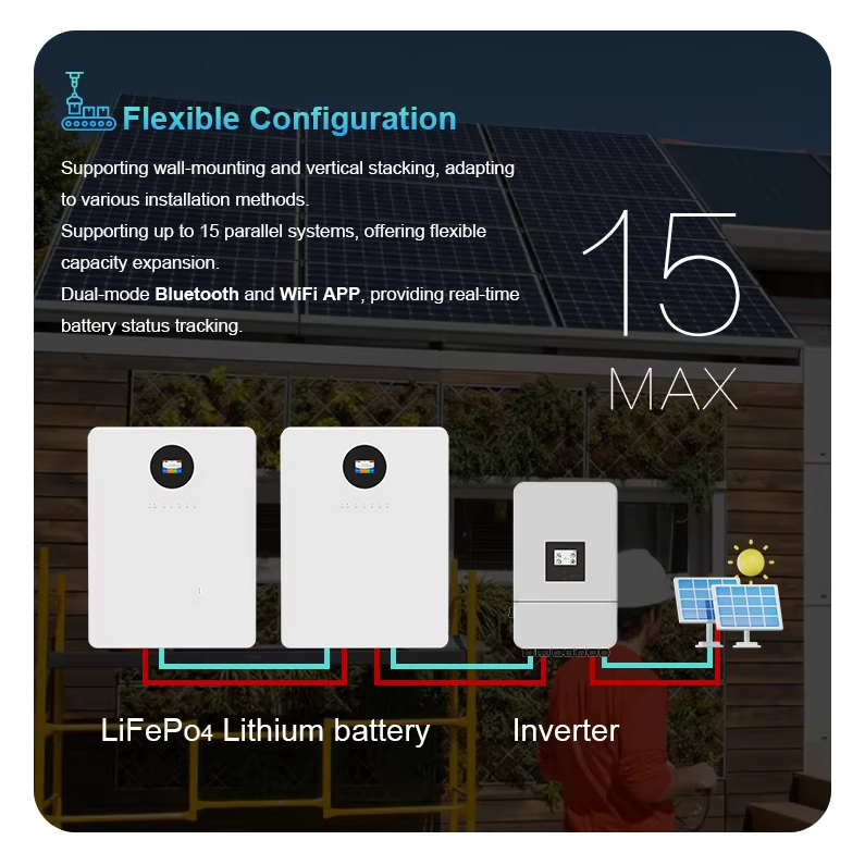 Wall Mounted Small 5kw Solar Battery Lithium Ion Batteries Popular 51.2v 100ah Lifepo4 ESS Battery With Bt