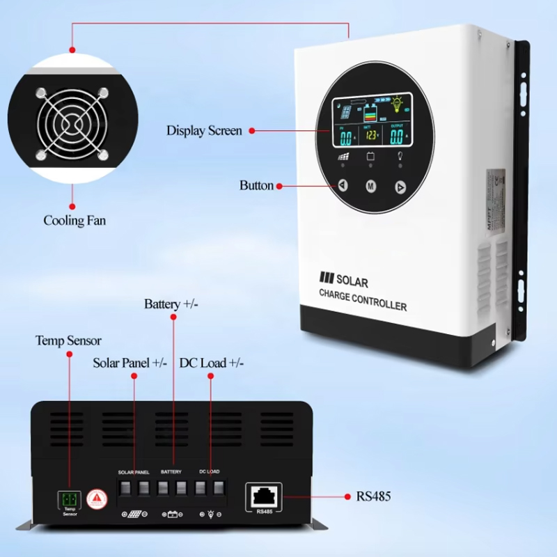 30A-100A MPPT Solar Charge Controller 12V/24V/36V/48V Smart Controller for Home/RV/Commercial Solar System