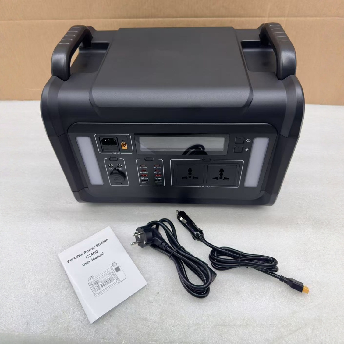 2400W Portable Power Station Solar Generator LiFePO4 Battery Power Backup Outdoor Energy Storage Power Supply with Flashlight