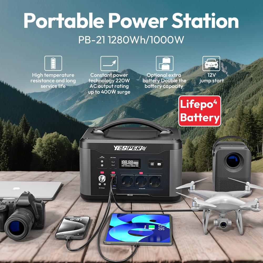 Yesper PB-21 Power Station 1280Wh/1000W Constant Power Long Cycle Life Solar Generator