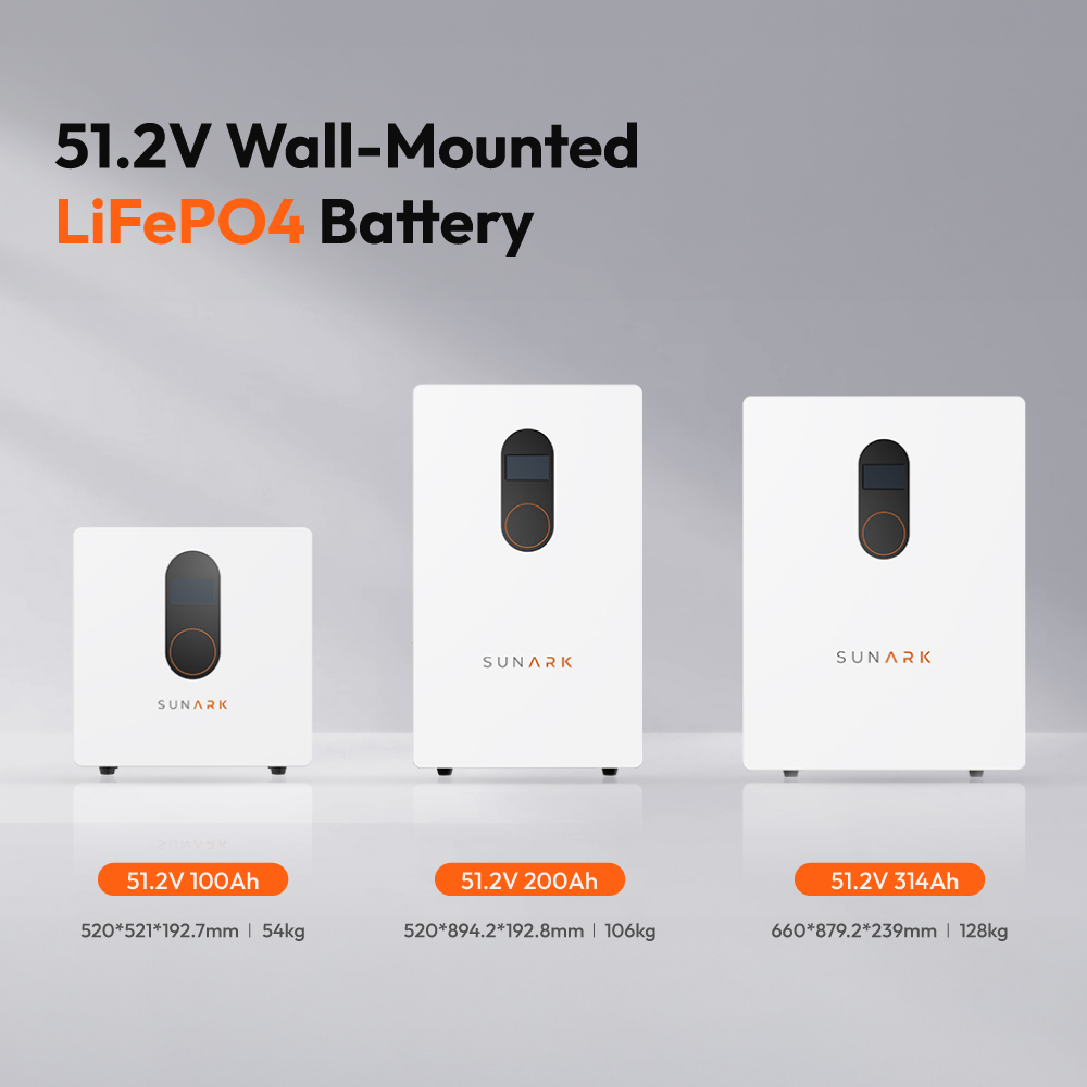Sunark 48V 51.2V LiFePO4 Lithium Ion Battery 5kwh 10Kwh 15kwh 10kwh 6000 Cycles 10 Year Warranty UL CE Certified For Home Use