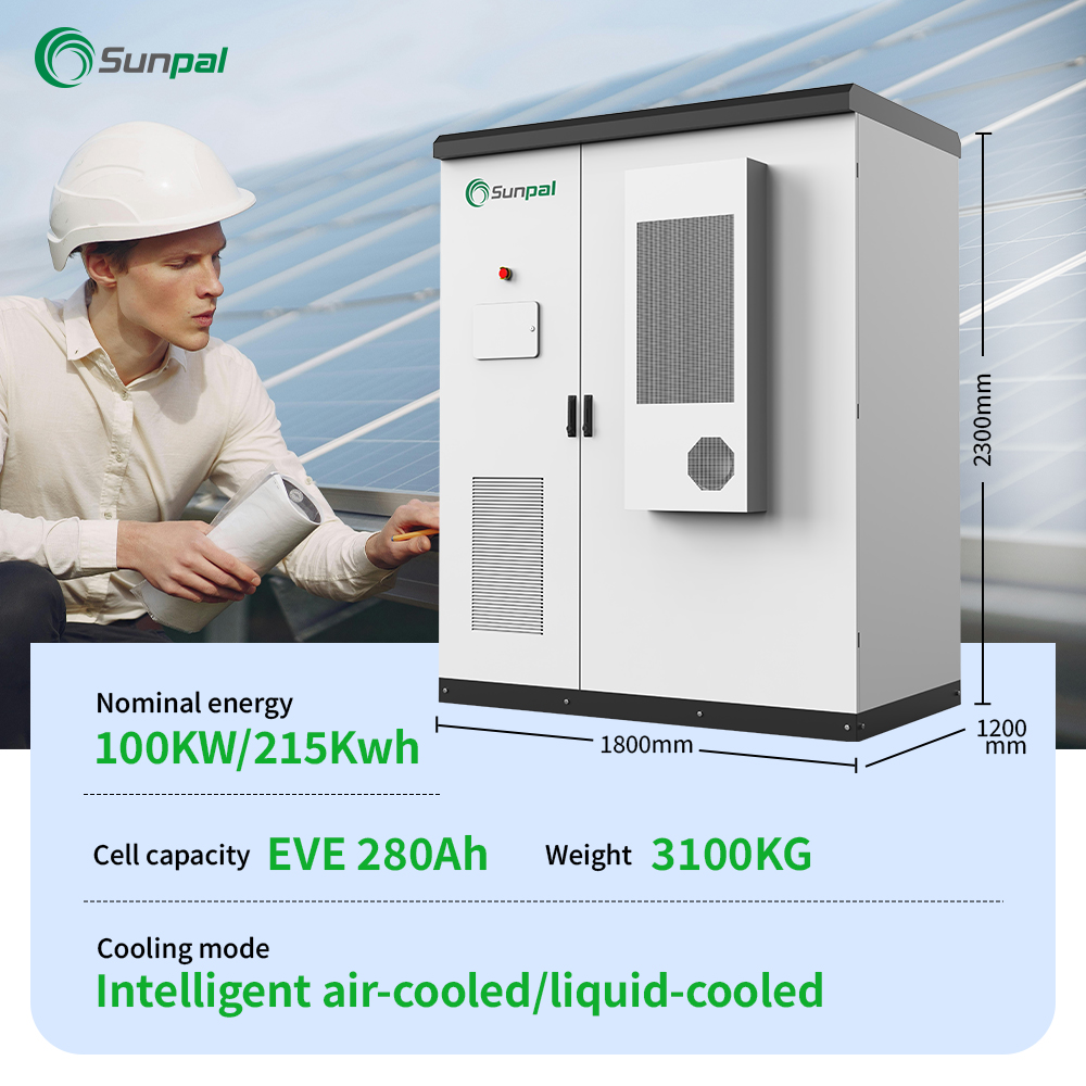 Sunpal Hybrid Solar Energy Storage System Stackable Lithium Ion Batteries 100kWh 215kWh With Hybrid Solar Inverter 3 Phase 100kW
