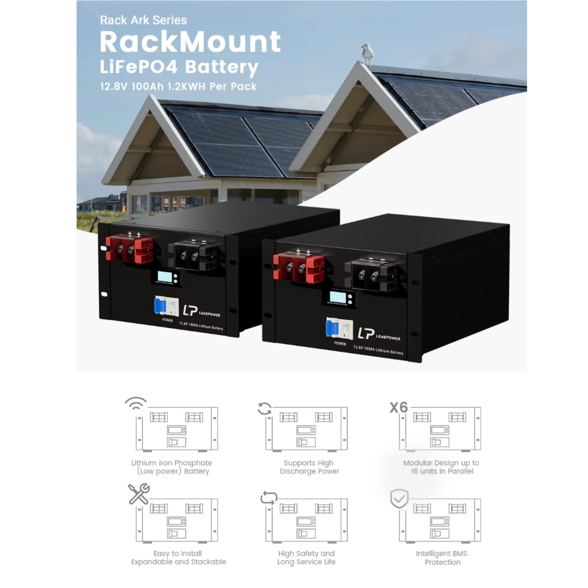 LP Rack-mounted 12V 24V 100Ah 200Ah 300Ah 400Ah 500Ah 600Ah 700Ah 800Ah 1000Ah Lifepo4 Lithium Battery
