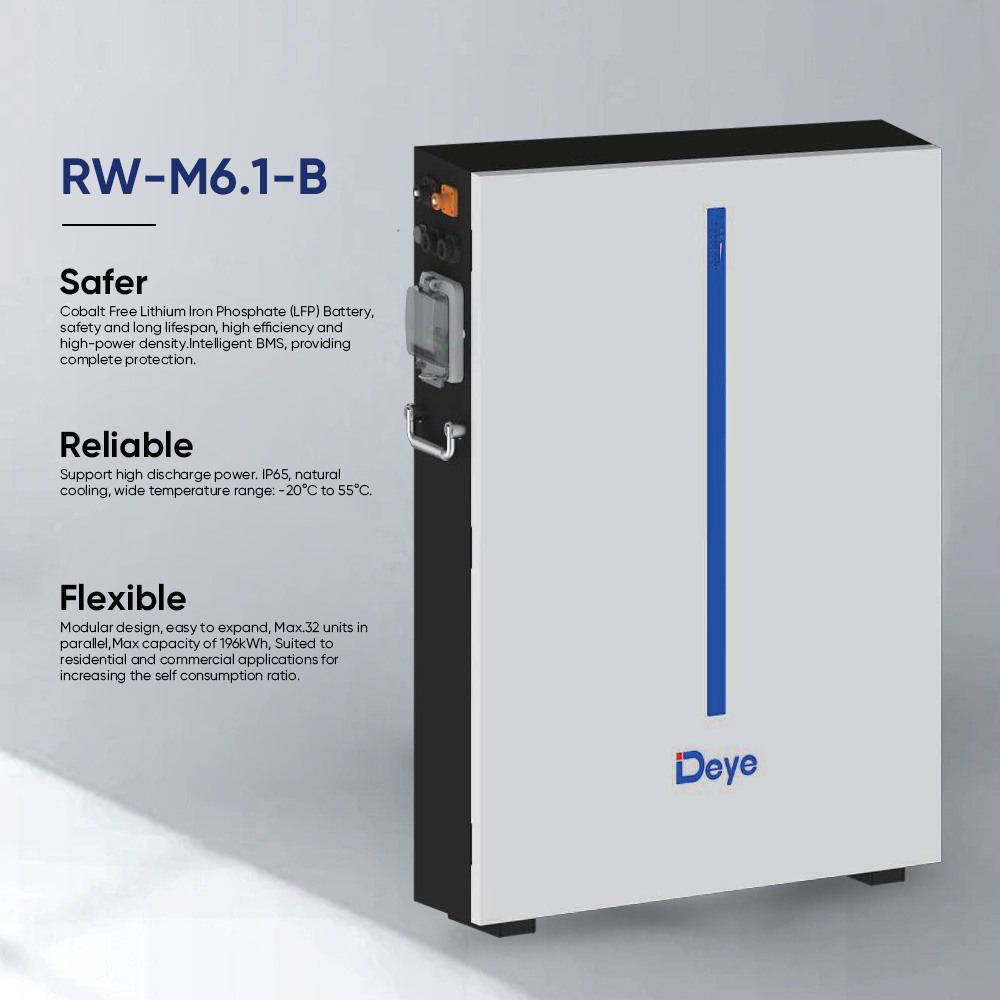 Deye Lithium Battery LiFePO4 Battery 48v 51.2v 120ah 6kWh Powerwall for Solar Storage System