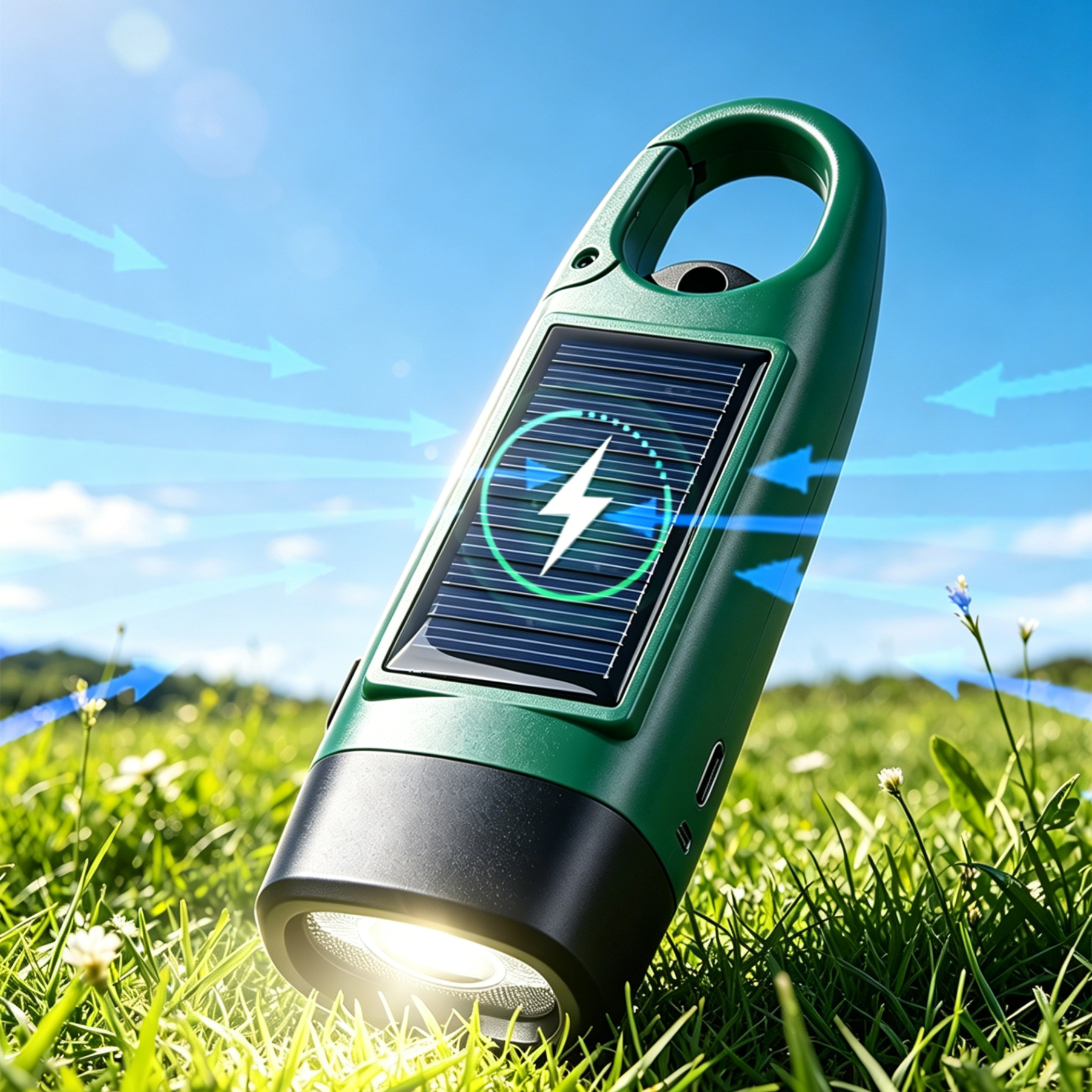 Solar LED Flashlight Hand Crank Power Generation Lighting Portable Multifunction Campinglight Outdoor Emergency