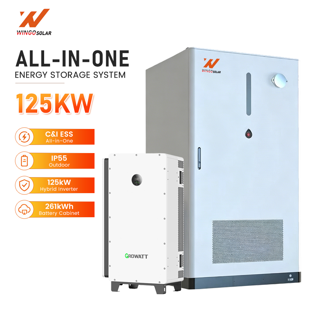T 125kW Growatt Three Phase Solar Inverter with 261kWh Lithium Battery Cabinet Grid-Tied Off-Grid Hybrid ESS
