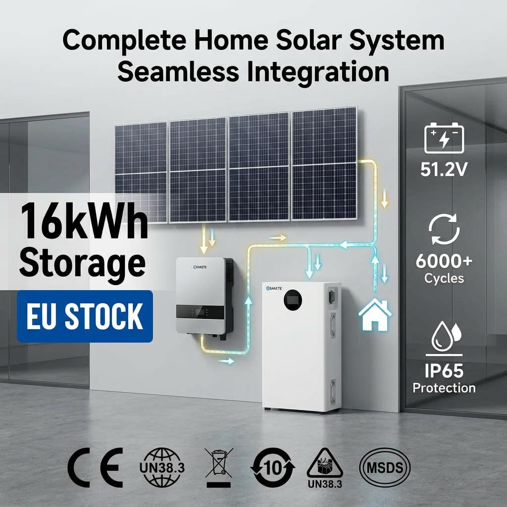 Sunket Factory Price 16kWh 51.2V Lithium Battery LiFePO4 Battery Pack for Solar Energy Storage System Wall Mount