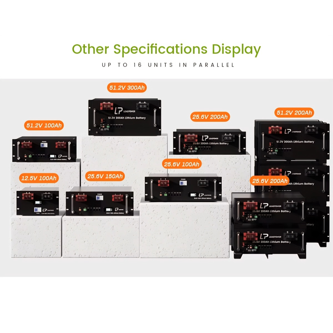 LP Rack-mounted 12V 24V 100Ah 200Ah 300Ah 400Ah 500Ah 600Ah 700Ah 800Ah 1000Ah Lifepo4 Lithium Battery