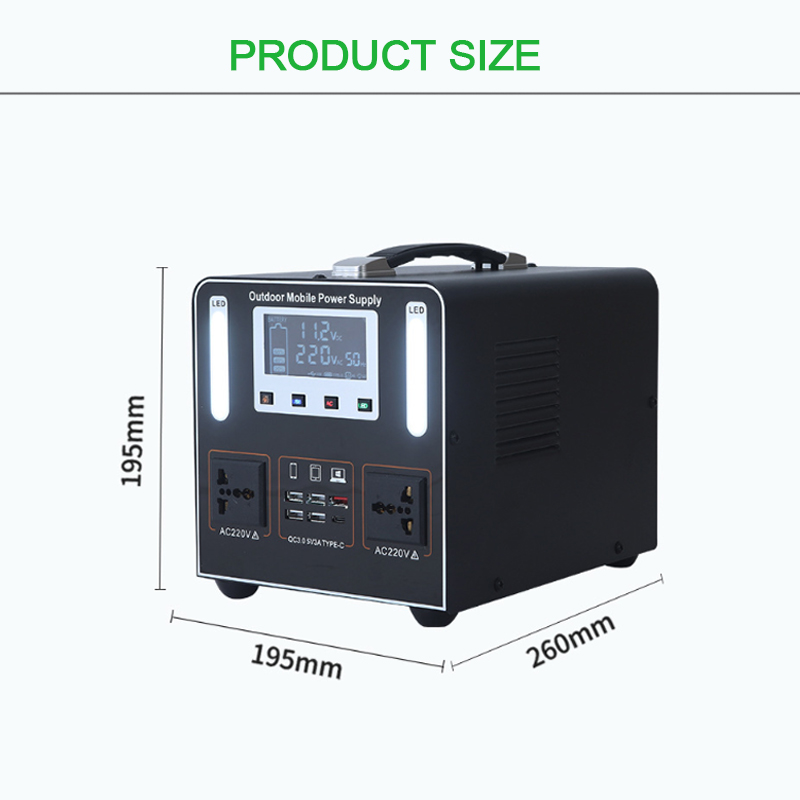 500W 512Wh Portable Power Station, 9 Outputs 220V AC for Home Emergency, Outdoor Camping, Solar Generator