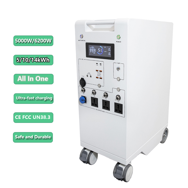 5000W 6000W 5kWh 10kWh 14kWh High Capacity Solar Rechargeable Electric Generator Portable Home Backup Power Station for Fridge