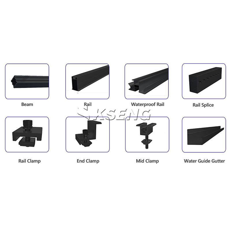 Customizable Black Aluminum Residential Solar Carport Kit Solar Photovoltaic Panel Pergola Mounting System for Parking Structure