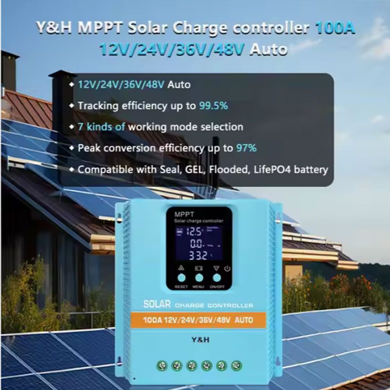 Y&amp;H MPPT100A Solar Charge Controller 12V 24V 36V 48V LCD Display Solar Panel Battery Intelligent Regulator for Lead-acid/Lithium