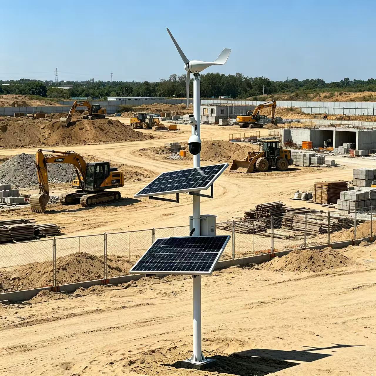 Off Grid Wind Solar Hybrid Power System Complete Photovoltaic Panel Power Supply Kit For Outdoor Engineering Working