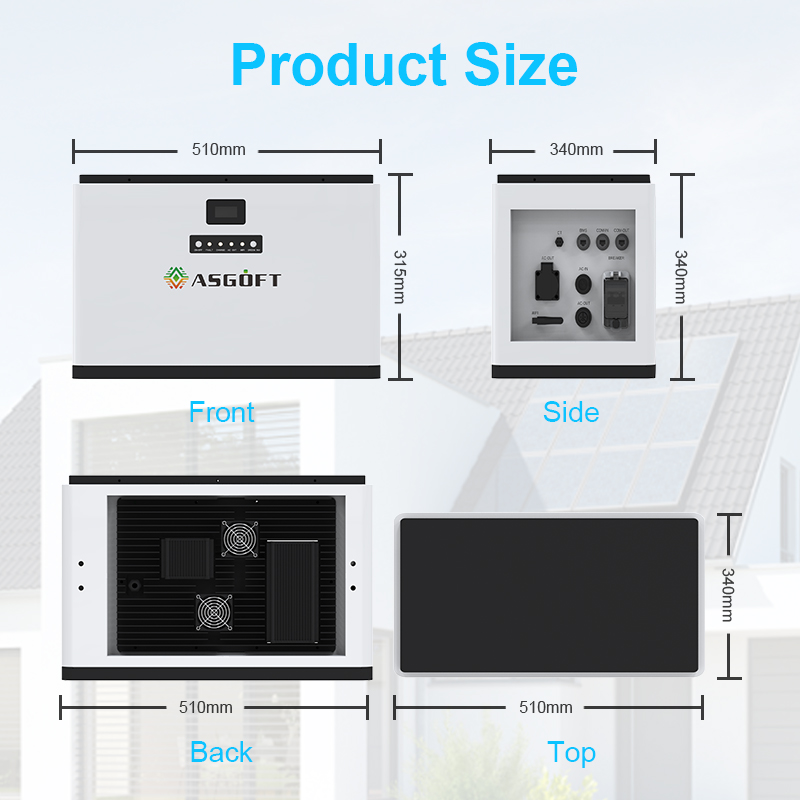 EU Stock 3.8kWh 7.6kWh 22.8kWh Lithium Ion MPPT 51.2V 72Ah Grid Off-Grid Balcony Solar Energy Storage System IP65 Waterproof
