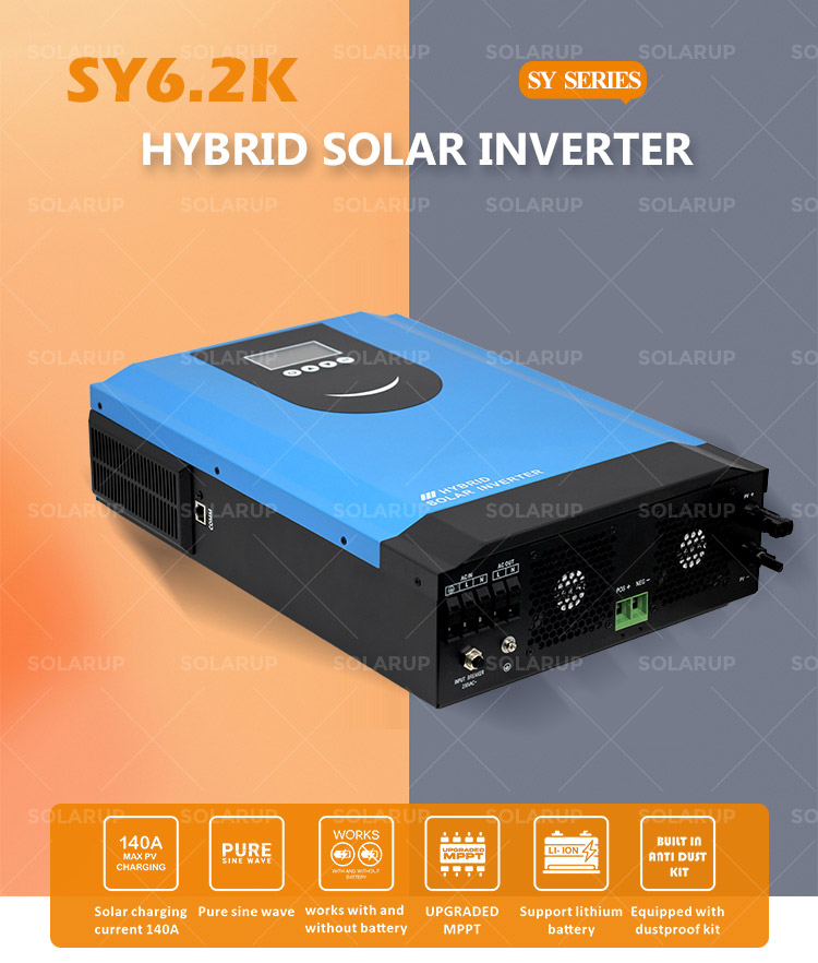 Wholesale Pure Sine Wave Mppt Charge Controller 6200w 6.2kw 6kva 6000w 6kw 48v off Grid Solar Hybrid Inverter China